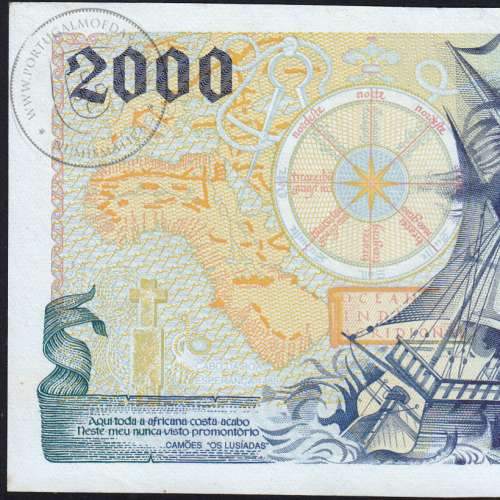 Nota de 2000 Escudos 1997 Bartolomeu Dias, 2000$00 11/09/1997 Chapa: 2 - Banco de Portugal (Pouco Circulada) - Pick 189