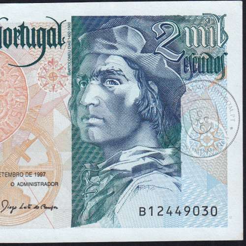 2000 Escudos note 1997 Bartolomeu Dias, 2000$00 11/09/1997 Plate: 2 - Bank of Portugal (Lightly Circulated) - Pick 189