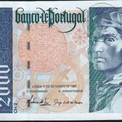 2000 Escudos note 1997 Bartolomeu Dias, 2000$00 11/09/1997 Plate: 2 - Bank of Portugal (Lightly Circulated) - Pick 189