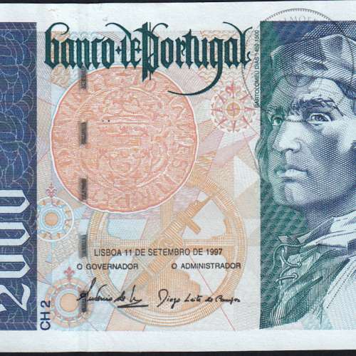 2000 Escudos note 1997 Bartolomeu Dias, 2000$00 11/09/1997 Plate: 2 - Bank of Portugal (Lightly Circulated) - Pick 189