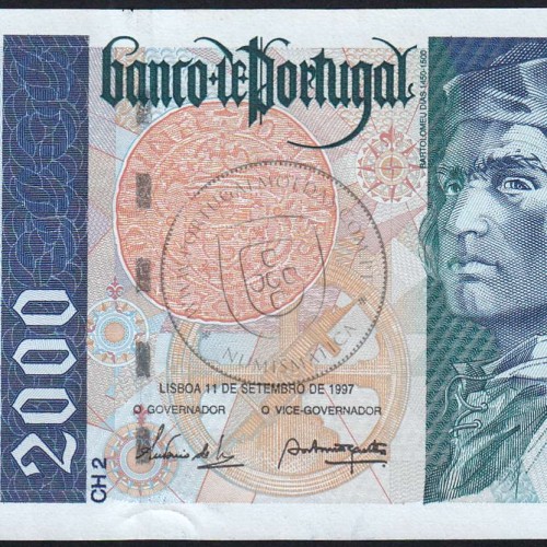 2000 Escudos banknote 1997 Bartolomeu Dias, 2000$00 11/09/1997 Plate: 2 - Bank of Portugal (Lightly Circulated) - Pick 189