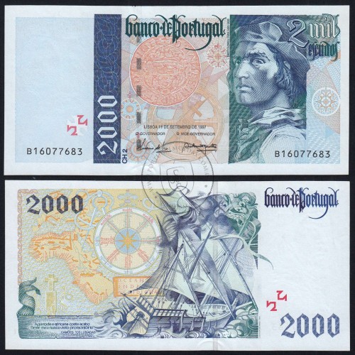 2000 Escudos banknote 1997 Bartolomeu Dias, 2000$00 11/09/1997 Plate: 2 - Bank of Portugal (Lightly Circulated) - Pick 189