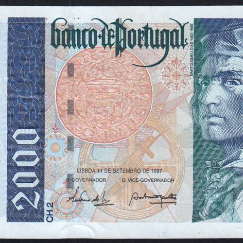 2000 Escudos banknote 1997 Bartolomeu Dias, 2000$00 11/09/1997 Plate: 2 - Bank of Portugal (Lightly Circulated) - Pick 189