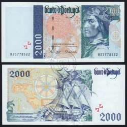 2000 Escudos banknote 1997 Bartolomeu Dias, 2000$00 11/09/1997 Plate: 2 - Bank of Portugal (Lightly Circulated) - Pick 189
