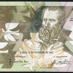 5000 Escudos 1987 Antero de Quental, 12 Fevereiro 1987 Chapa 2, Banco de Portugal, World Paper Money Pick 183 (Pouco Circulada)