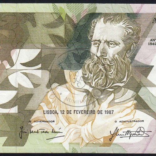 5000 Escudos 1987 Antero de Quental, 12 Fevereiro 1987 Chapa 2, Banco de Portugal, World Paper Money Pick 183 (Pouco Circulada)