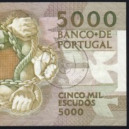 5000 Escudos 1987 Antero de Quental, 12 Fevereiro 1987 Chapa 2, Banco de Portugal, World Paper Money Pick 183 (Pouco Circulada)
