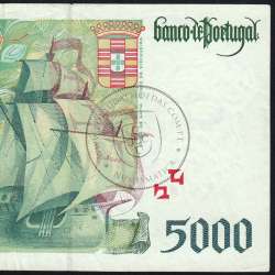 5000 Escudos banknote 1996 Vasco da Gama, 5000$00 12/09/1996 Plate: 3 - Bank of Portugal (Circulated) - Pick 190
