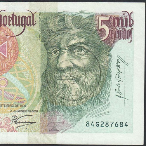 Nota de 5000 Escudos 1996 Vasco da Gama, 5000$00 12/09/1996 Chapa: 3 - Banco de Portugal (Circulada) - Pick 190