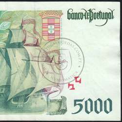 5000 Escudos banknote 1997 Vasco da Gama, 5000$00 20/02/1997 Plate: 3 - Bank of Portugal (Lightly circulated) - Pick 190