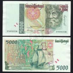 5000 Escudos banknote 1997 Vasco da Gama, 5000$00 20/02/1997 Plate: 3 - Bank of Portugal (Lightly circulated) - Pick 190