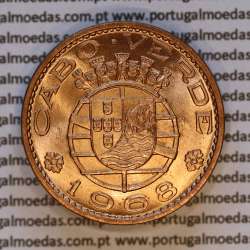 Cape Verde, 1 Escudo 1968 Bronze of Former Portuguese Colony, (UNC), World Coins Cape Verde KM 8