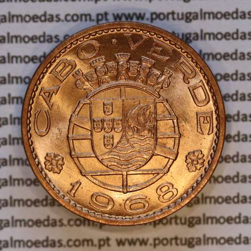 Cabo Verde, 1 Escudo 1968 bronze, "1$00" escudo bronze 1968, Ex-Colónia de Cabo verde, (Soberba), World Coins Cape Verde KM 8
