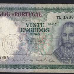 20 Escudos 1960 D.António Menezes 26/07/1960, 20$00 Vinte Escudos 26/07/1960 Chapa:6A Banco de Portugal, (C), Pick 163