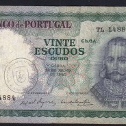 20 Escudos 1960 D. António Menezes 26/07/1960, 20$00 Twenty Escudos 26/07/1960 Plate: 6A Bank of Portugal, (C), Pick 163
