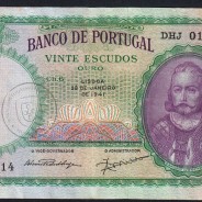 20 Escudos 1941 D. António Menezes 28/01/1941, 20$00 Twenty Escudos 28/01/1941 Plate: 6 Bank of Portugal, (C), Pick 153