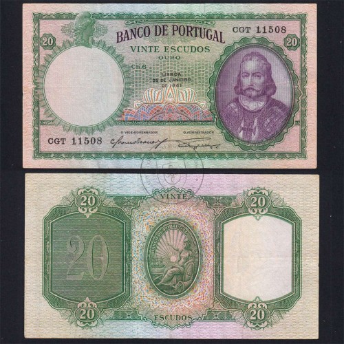 20 Escudos 1941 D.António Menezes 28/01/1941, 20$00 Vinte Escudos 28/01/1941 Chapa:6 Banco de Portugal, (C), Pick 153