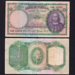 20 Escudos 1949 D.António Menezes 28/06/1949, 20$00 Vinte Escudos 28/06/1949 Chapa:6 Banco de Portugal, (C), Pick 153