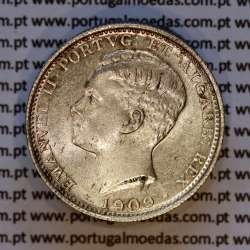 200 réis 1909 prata D. Manuel II, dois tostões prata 1909, (Bela/Soberba), World Coins Portugal KM 549