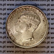 Portugal, Silver coin of 200 réis 1909 of D. Manuel II, 2 tostões of silver  year 1909, (UNC), World Coins Portugal KM 549