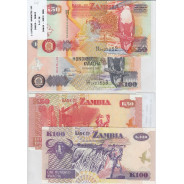 ZAMBIA - BATCH OF 2 DIFFERENT BANKNOTES - 2006 SERIES (NOT CIRCULATED)