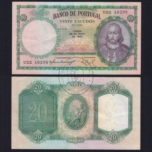 NOTA DE 20 ESCUDOS 1954 ( CIRCULADA ) "20$00 1954 Ch.6 D.ANTONIO LUIZ DE MENEZES - BANCO DE PORTUGAL (25/05/1954)