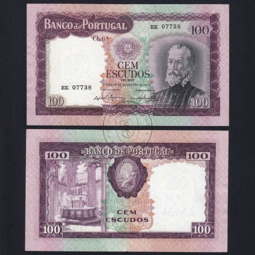 Nota 100 Escudos 1961 Pedro Nunes 19/12/1961, 100$00 Cem Escudos Chapa:6A Banco de Portugal, Circulada, Pick 165