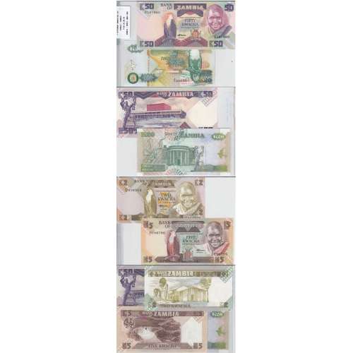 ZAMBIA - BATCH OF 4 DIFFERENT NOTES - SERIES 1980-1992 (NOT CIRCULATED)