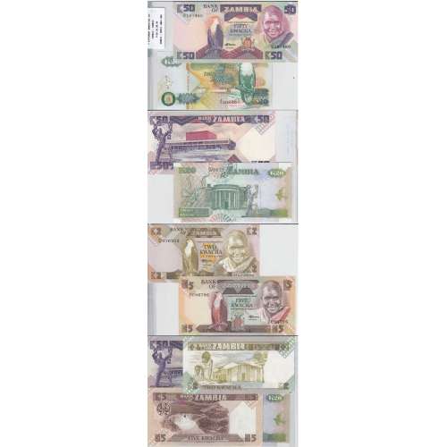 ZAMBIA - LOTE DE 4 NOTAS DIFERENTES-SERIE 1980-1992 ( NÃO CIRCULADAS)2