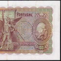 100 Escudos Note 1941 João Ribeiro 13/03/1941, 100$00 One Hundred Escudos Plate: 5 Bank of Portugal, Circulated, Pick 150 100 Escudos Note 1941 João Ribeiro 13/03/1941, 100$00 One Hundred Escudos Plate: 5 Bank of Portugal, Circulated, Pick 150