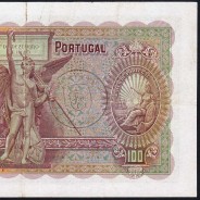 100 Escudos Note 1941 João Ribeiro 13/03/1941, 100$00 One Hundred Escudos Plate: 5 Bank of Portugal, Circulated, Pick 150