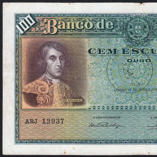 Nota 100 Escudos 1941 João Ribeiro 13/03/1941, 100$00 Cem Escudos Chapa:5 Banco de Portugal, Circulada, Pick 150
