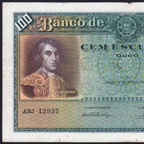 Nota 100 Escudos 1941 João Ribeiro 13/03/1941, 100$00 Cem Escudos Chapa:5 Banco de Portugal, Circulada, Pick 150