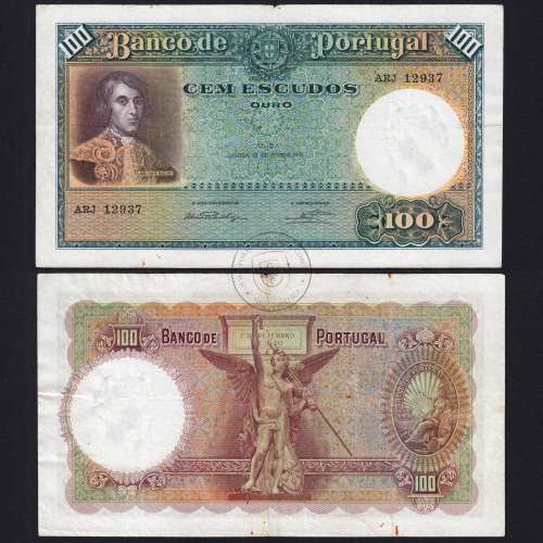 Nota 100 Escudos 1941 João Ribeiro 13/03/1941, 100$00 Cem Escudos Chapa:5 Banco de Portugal, Circulada, Pick 150