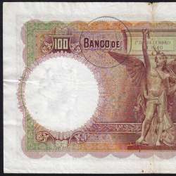 100 Escudos Note 1941 João Ribeiro 13/03/1941, 100$00 One Hundred Escudos Plate: 5 Bank of Portugal, Circulated, Pick 150