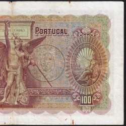 100 Escudos Note 1941 João Ribeiro 13/03/1941, 100$00 One Hundred Escudos Plate: 5 Bank of Portugal, Circulated, Pick 150