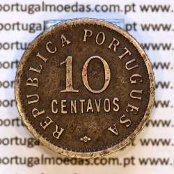10 Centavos 1923 Cupro-Níquel Angola, Ex-Colónia portuguesa de Angola, (MBC), World Coins Angola KM 63