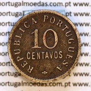 Angola, coin 10 Centavos 1923 Copper-nickel, 10 centavos 1923 from Angola Former Portuguese Colony, (VF), WorldCoins Angola KM63