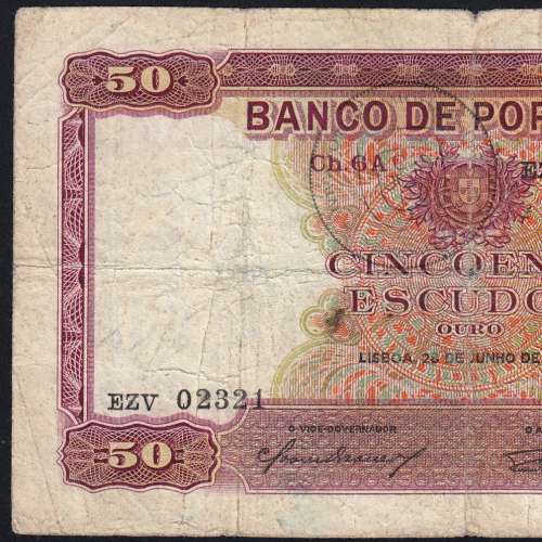 NOTA DE 50 ESCUDOS 1949 ( CIRCULADA ) "50$00 1949 Ch.6A RAMALHO ORTIGÃO - BANCO DE PORTUGAL (28/06/1949)