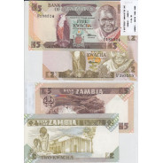 ZAMBIA - BATCH OF 2 DIFFERENT NOTES - SERIES 1980-1988 (NOT CIRCULATED)