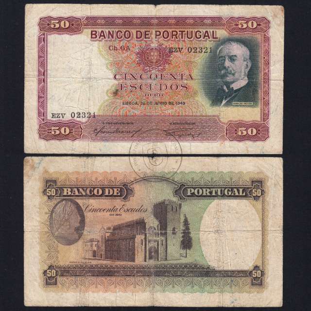 NOTA DE 50 ESCUDOS 1949 ( CIRCULADA ) "50$00 1949 Ch.6A RAMALHO ORTIGÃO - BANCO DE PORTUGAL (28/06/1949)