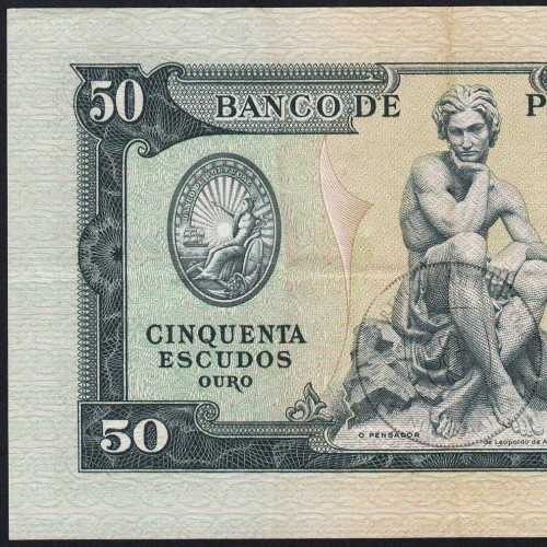 NOTA DE 50 ESCUDOS 1955 ( CIRCULADA ) "50$00 1955 Ch.7 FONTES PEREIRA DE MELLO - BANCO DE PORTUGAL (24/06/1955)