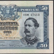 NOTA DE 50 ESCUDOS 1955 ( CIRCULADA ) "50$00 1955 Ch.7 FONTES PEREIRA DE MELLO - BANCO DE PORTUGAL (24/06/1955)