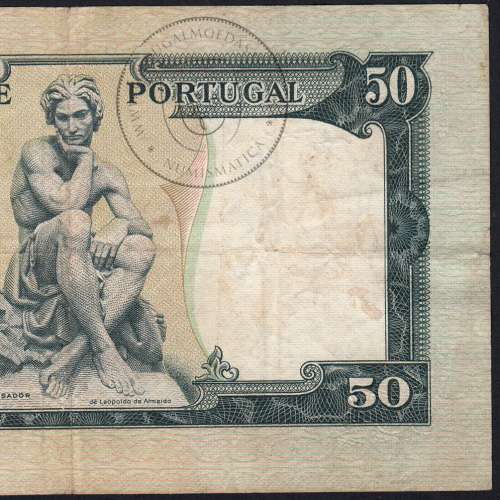 NOTA DE 50 ESCUDOS 1955 ( CIRCULADA ) "50$00 1955 Ch.7 FONTES PEREIRA DE MELLO - BANCO DE PORTUGAL (24/06/1955)