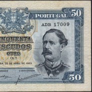 NOTA DE 50 ESCUDOS 1953 ( CIRCULADA ) "50$00 1953 Ch.7 FONTES PEREIRA DE MELLO - BANCO DE PORTUGAL (28/04/1953)
