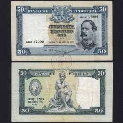NOTA DE 50 ESCUDOS 1953 ( CIRCULADA ) "50$00 1953 Ch.7 FONTES PEREIRA DE MELLO - BANCO DE PORTUGAL (28/04/1953)
