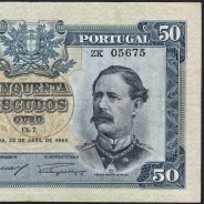 NOTA DE 50 ESCUDOS 1953 ( CIRCULADA ) "50$00 1953 Ch.7 FONTES PEREIRA DE MELLO - BANCO DE PORTUGAL (28/04/1953)
