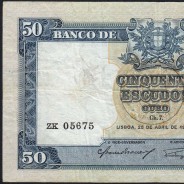 NOTA DE 50 ESCUDOS 1953 ( CIRCULADA ) "50$00 1953 Ch.7 FONTES PEREIRA DE MELLO - BANCO DE PORTUGAL (28/04/1953)