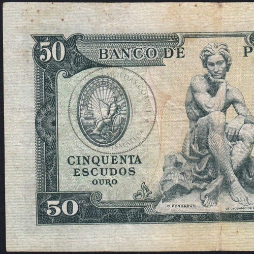 NOTA DE 50 ESCUDOS 1953 ( CIRCULADA ) "50$00 1953 Ch.7 FONTES PEREIRA DE MELLO - BANCO DE PORTUGAL (28/04/1953)