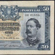 NOTA DE 50 ESCUDOS 1953 ( CIRCULADA ) "50$00 1953 Ch.7 FONTES PEREIRA DE MELLO - BANCO DE PORTUGAL (28/04/1953)